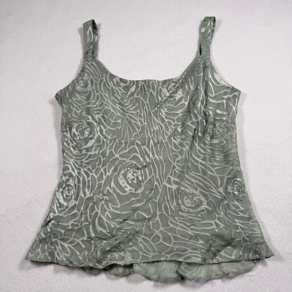 Alex Evenings Petite sleeveless top sage green color lined beaded detailing